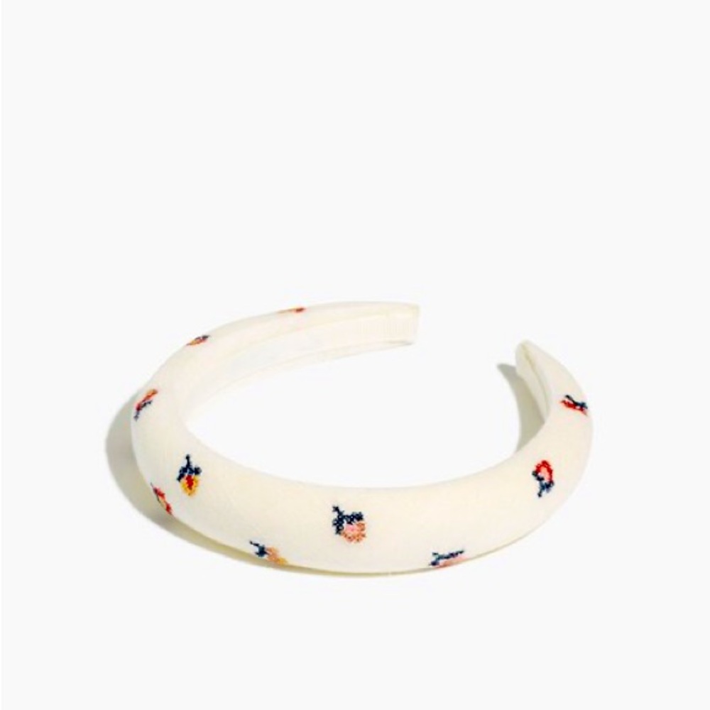 Madewell Embroidered Cross-Stitch Floral Padded Headband - EUC - Women’s